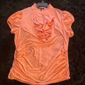 Heart Soul Orange Puff Sleeve Ruffled Blouse